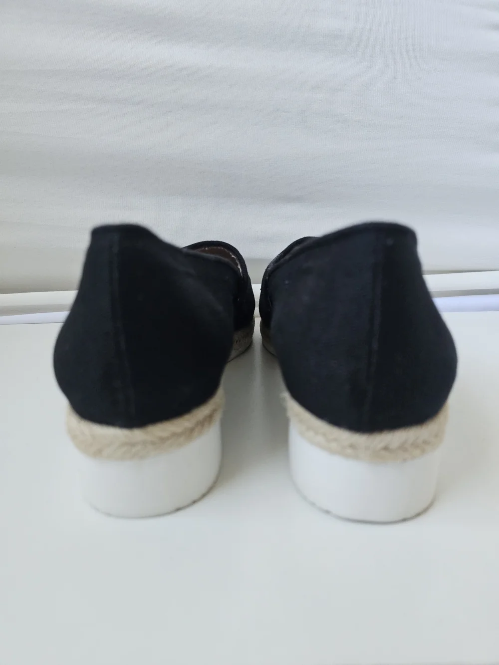 NWOT LifeStride Black Canvas Espadrille Platform Wedges - Size 8